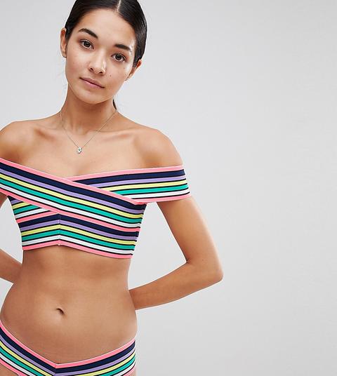 River Island - Slip Bikini A Vita Basa Con Cuciture Colorate - Viola