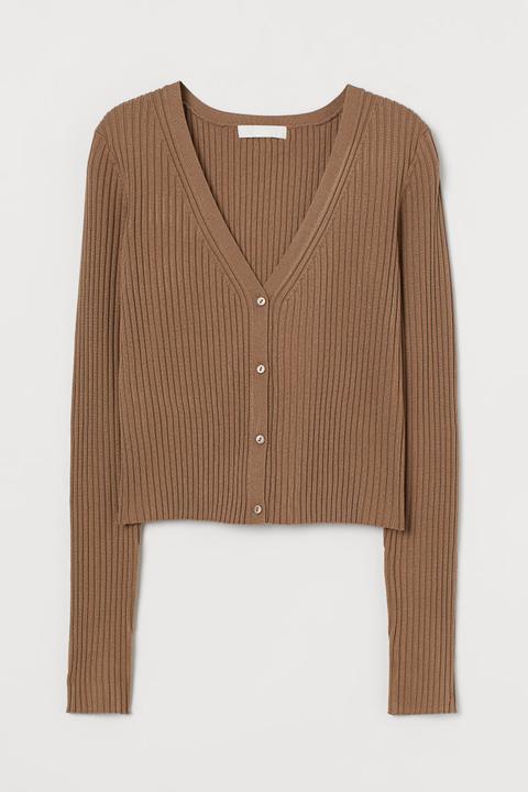 Rib-knit Cardigan - Beige