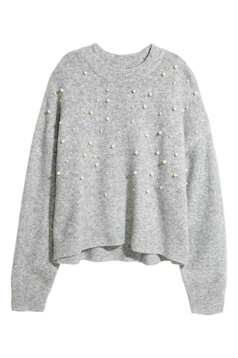 Pullover In Maglia Con Perline