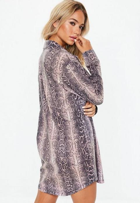 oversized snake print shirt dress