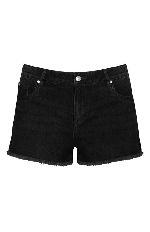 Shorts Negros Con Bajo Deshilachado