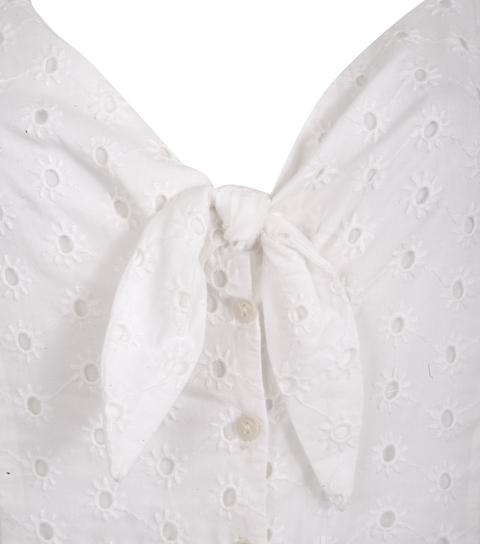 White Broderie Tie Front Playsuit New Look