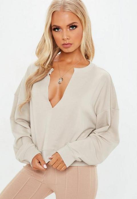 Sand Long Sleeve Oversized Front Washed Sweater, Camel