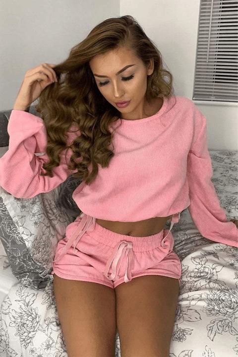 Pink Ribbed Shorts