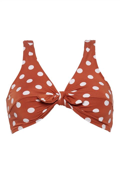 Orange Polka Dot Bikini Top