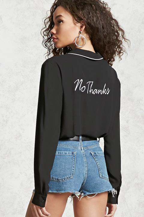 Camisa Estilo Pijama "no Thanks"