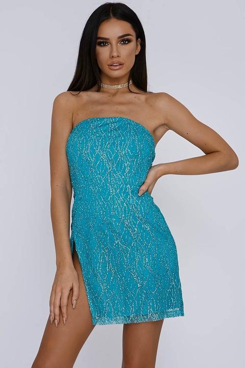 turquoise bandeau dress