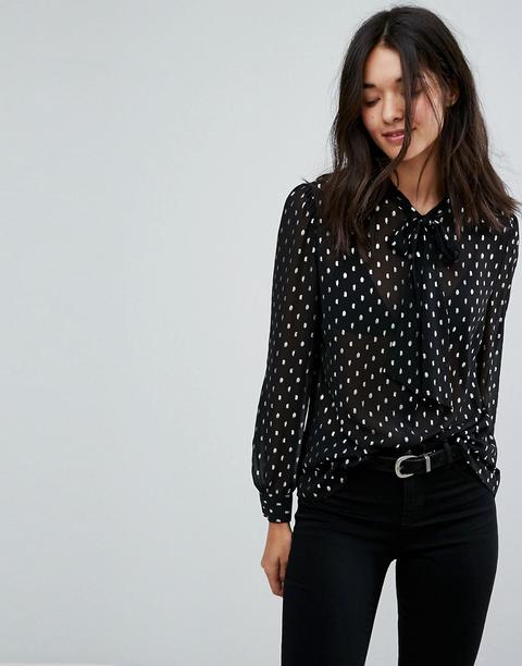 Jack Wills - Blusa Con Stampa Argentata - Nero