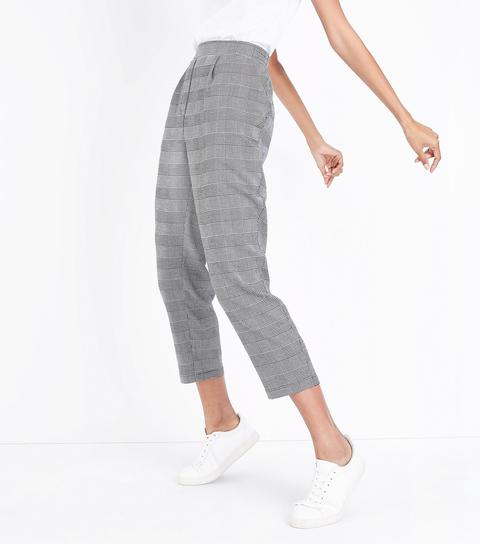 Black Check Tapered Trousers