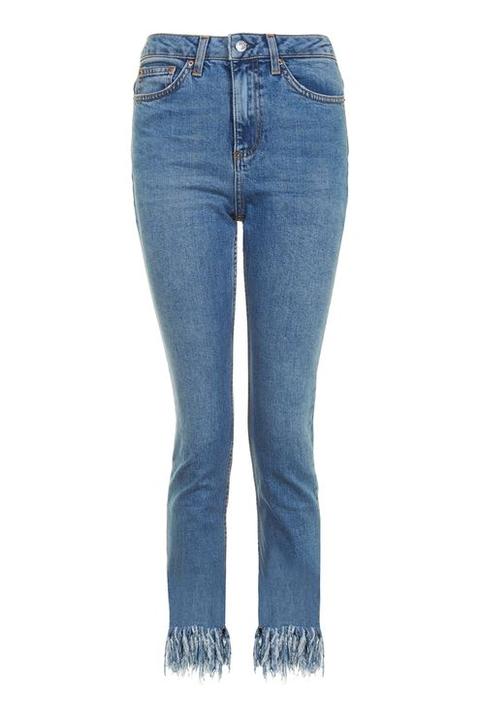 Petite Fringe Straight Leg Jeans