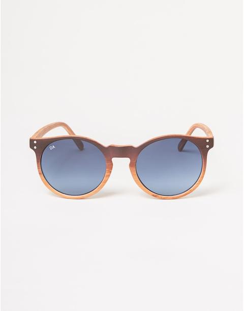 Brown Flat Top Wooden Effect Sunglasses