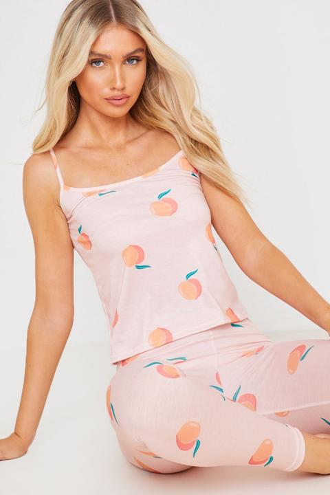 Pink Sets - Jac Jossa Pink Peach Print Cami Nightwear Set