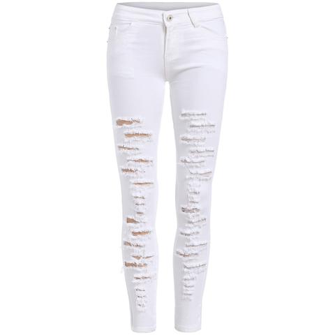 Pantalón Skinny Rotos Denim -blanco