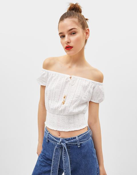 Bluse Mit Schweizer Stickerei