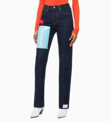 Ckj 030 High Rise Straight Logo Jeans