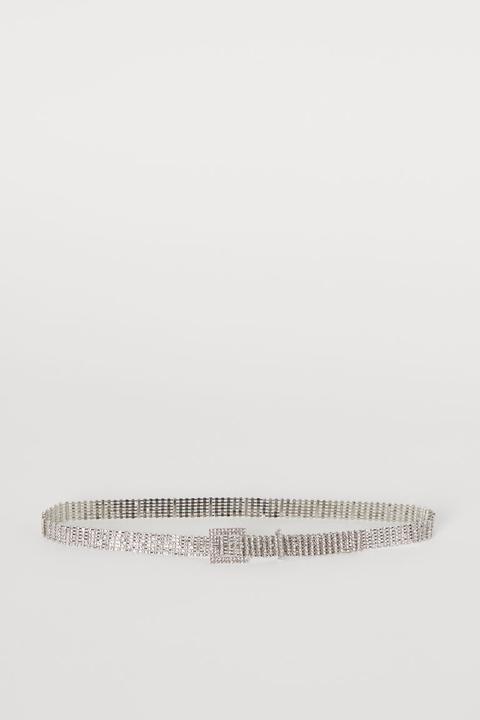 Belt With Sparkly Stones - Silver