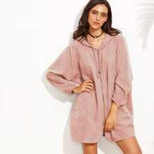 Chaqueta Oversized Fina Con Cremallera Y Capucha