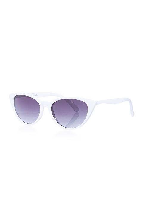 White Squashed Cateye Sunglasses