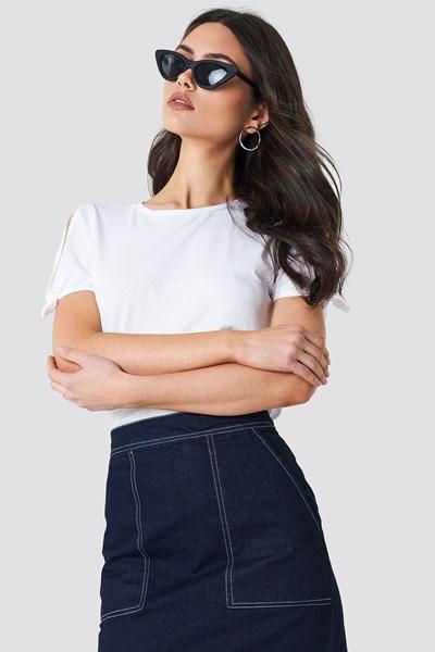 Mango Bows Sleeve T-shirt - White