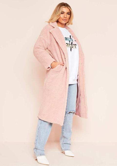 Maxine Pink Teddy Borg Longline Coat