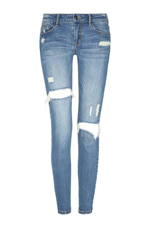 Jeans Skinny Con Strappi Chiari