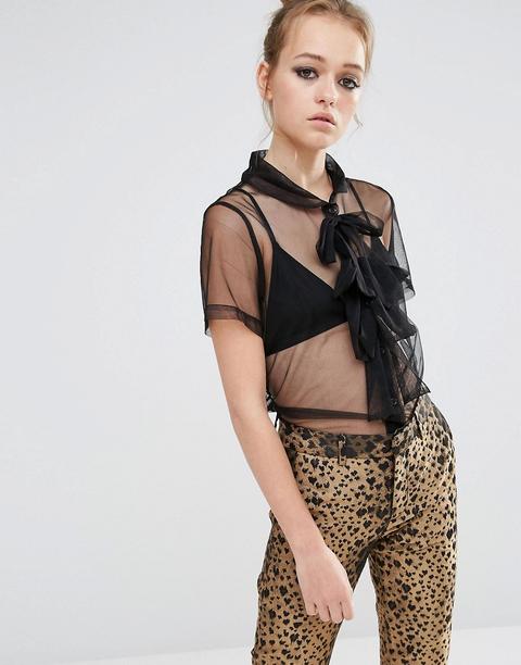 Camisa Transparente Con Detalle De Lazo En La Parte Delantera De Sister Jane