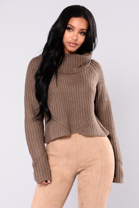 Back At It Turtleneck Sweater - Grey