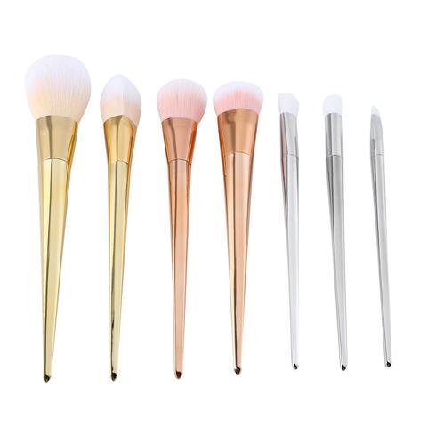 7pcs Synthetic Hair Silver Tube Makeup Brush Set