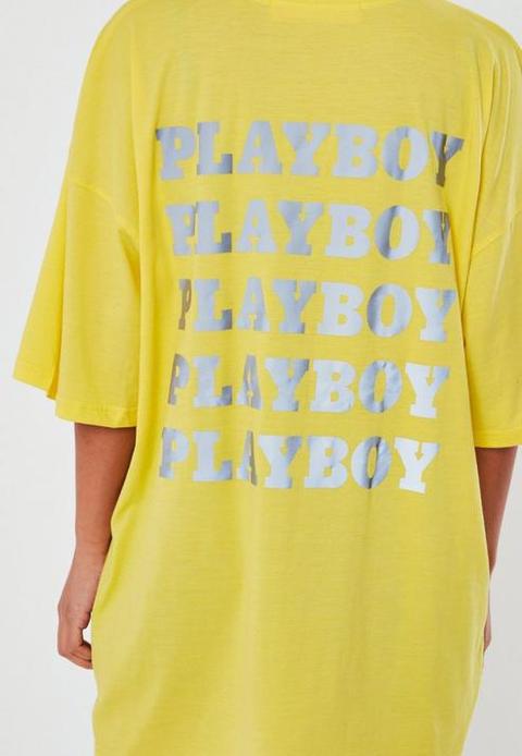 Playboy x missguided lime repeat deals back slogan t shirt dress