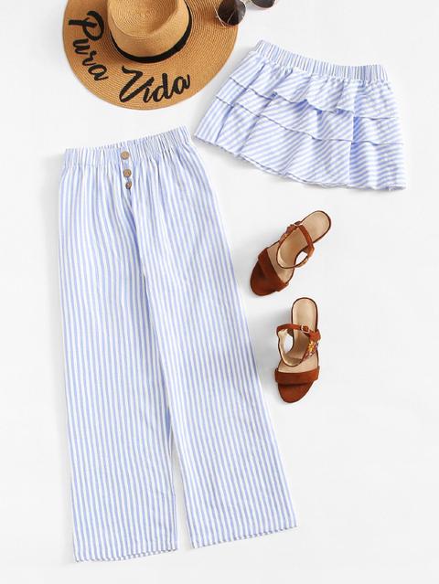 Top Tubo De Rayas A Capas Con Pantalones