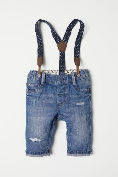 H & M - Jeans Con Bretelle - Blu