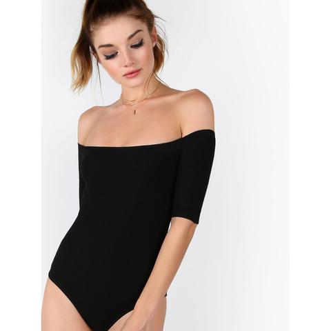 Body Con Le Spalle Nude Maniche - Nero