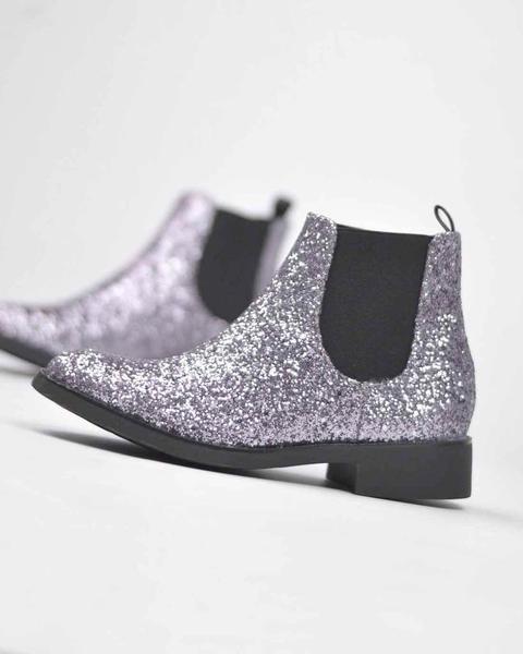 Sophie - Chelsea Boots In Grey Glitter