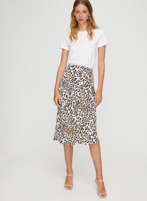 Leopard Slip Skirt Leopard-print Midi 