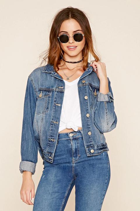 Cazadora Denim Efecto Desgastado