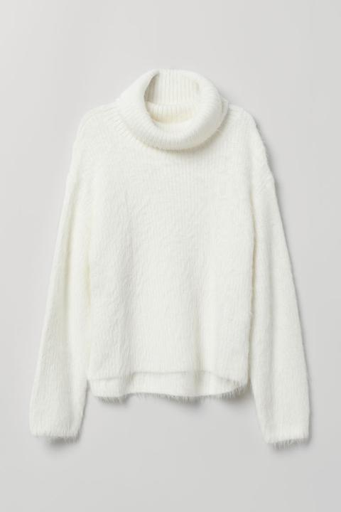 H & M - Pullover A Dolcevita In Maglia - Bianco