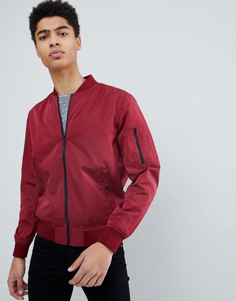 Bershka - Bomber Rosso Scuro - Rosso