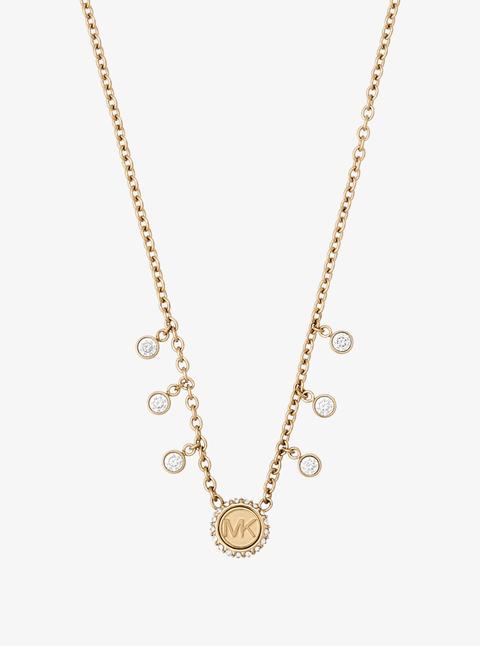 Collana Tonalità Oro Con Logo E Cristalli
