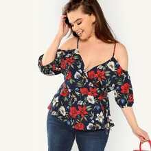 Blusa De Flores Con Hombros Descubiertos