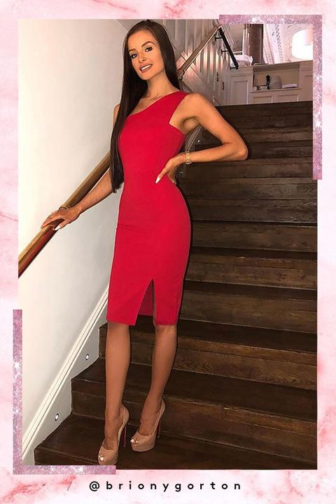 Jena Red One Shoulder Midi Dress