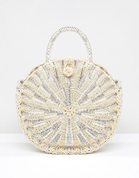 Vincent Pradier Structured Handle Straw Beach Bag - Natural