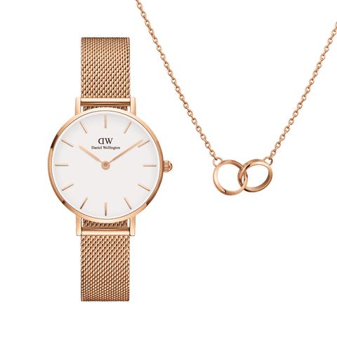 Daniel Wellington Dw Petite Melrose + Unity Necklace 28mm Dorado Rosáceo