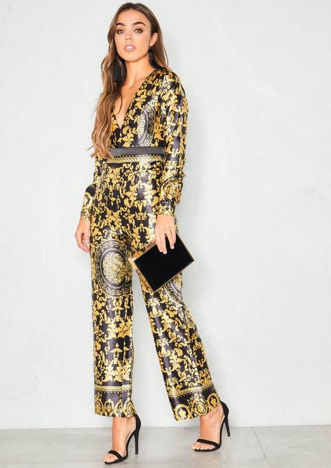 gold satin jumpsuit