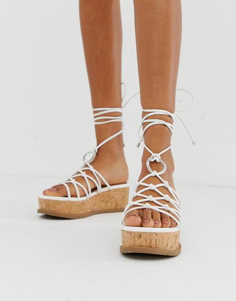 Plataformas Planas Con Lazada A La Pierna Twine Spaghetti De Asos Design-blanco