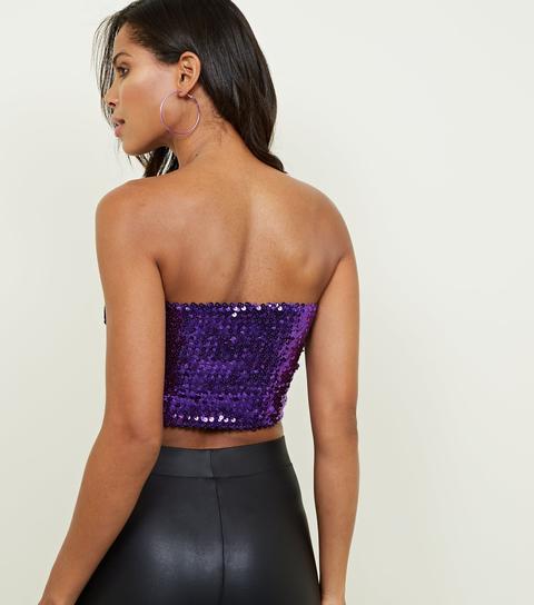 purple sequin bandeau top