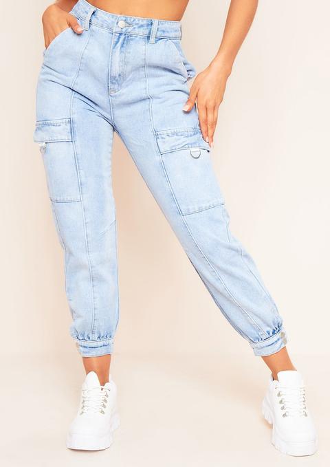 Sandra Blue Denim Pocket Detail Cargo Jeans