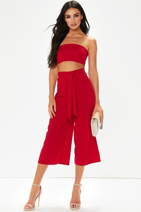 Candice Red Cropped Two Piece Set