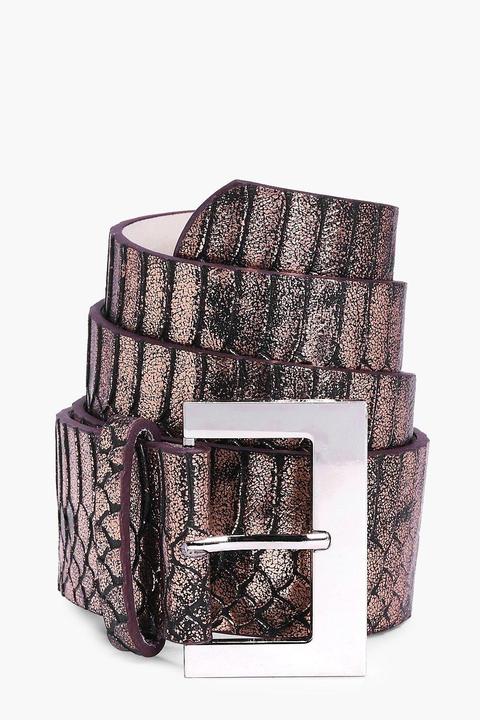 Harriet Metallic Faux Snake Boyfriend Belt