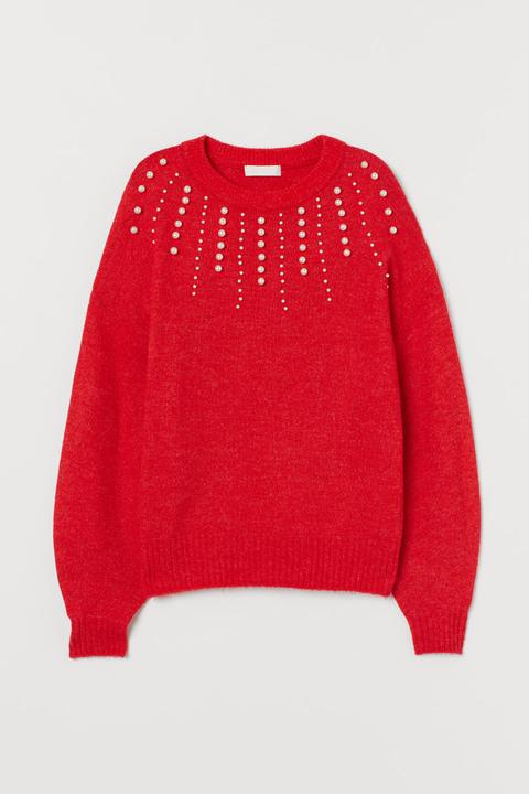 Jersey De Punto Con Cuentas - Rojo