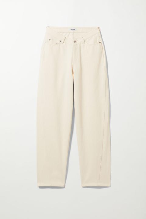 Lara V-waisted Trousers - White